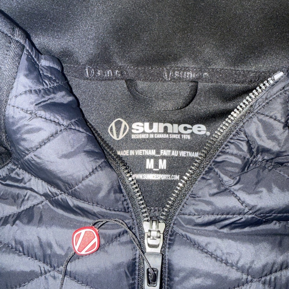 Sunice Men's Duke Hybrid Thermal Stretch Half-Zip Pullover Medium Black Puffer - Picture 2 of 13